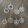 Celestial sun and druzy earrings - silver
