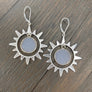 Celestial sun and druzy earrings - silver
