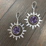 Celestial sun and druzy earrings - silver