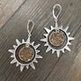 Celestial sun and druzy earrings - silver