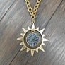 Celestial sun and druzy necklace - brushed gold