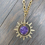 Celestial sun and druzy necklace - brushed gold