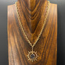 Celestial sun and druzy necklace - brushed gold