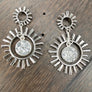 Sunburst and druzy earrings - silver