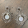 Sunburst and druzy earrings - silver