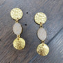 Hammered coin and druzy drop earrings - gold