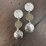 Hammered coin and druzy drop earrings - silver