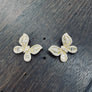Baguette cz large butterfly button stud earrings
