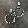 Stunning emerald cut and round cz hoop earrings - sterling silver