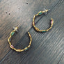 Pastel cat eye bezel hoops - brass