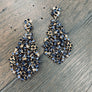 Gorgeous glass floral mosaic statement earring - gold tone
