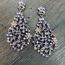 Gorgeous glass floral mosaic statement earring - gold tone