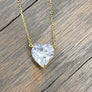 Dazzling large cz heart necklace - silver, gold