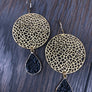 Filigree disc earrings with druzy drops