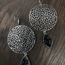 Filigree disc earrings with druzy drops
