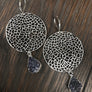 Filigree disc earrings with druzy drops