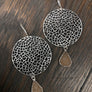 Filigree disc earrings with druzy drops