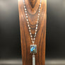 Labradorite cushion tassel necklace