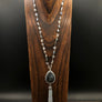 Labradorite cushion tassel necklace