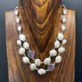 Druzy accent pebble statement necklace - silver