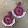 Seed bead and thread disc earrings