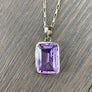 Gemstone rectangle pendant necklace - sterling silver