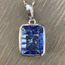 Gemstone rectangle pendant necklace - sterling silver