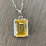 Gemstone rectangle pendant necklace - sterling silver