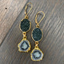 Stalactite and druzy drop earrings - gold