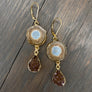 Stalactite and druzy drop earrings - gold