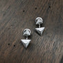 Pavé cz 3D triangle stud earrings with triangle jackets