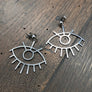 Line Drawing eye earrings - silver or gold