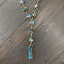 Labradorite hexagon lariat necklace - gold