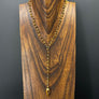 Tiger's eye lariat necklace - gold