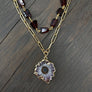 Amethyst stalactite slice on garnet accent chain - gold