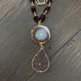 Jasper stalactite slice with maroon druzy and garnet - gold