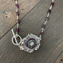 Amethyst/jasper stalactite slice and garnet necklace - silver
