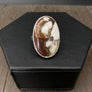 Wild horse jasper "cowhide" ring - sterling silver