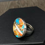 Oyster turquoise round rings - sterling silver