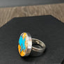 Oyster turquoise round rings - sterling silver