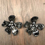 Large acetate flower stud earrings with beading