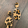 Faux pony hair leopard earrings