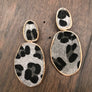 Faux pony hair leopard earrings