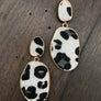 Faux pony hair leopard earrings