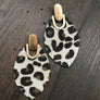 Leopard faux pony hair leaf earrings