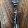 Peacock faux pearl and crystal drop necklace - mixed metal
