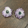 Large "flower" amethyst/jasper stalactite slice stud earrings