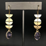 Brushed geometric shape earring with druzy drop - gold