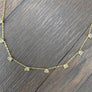 Bezel set opalite and cz dainty necklace - sterling silver, gold vermeil