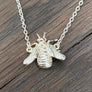 Bee necklace - sterling silver, gold vermeil